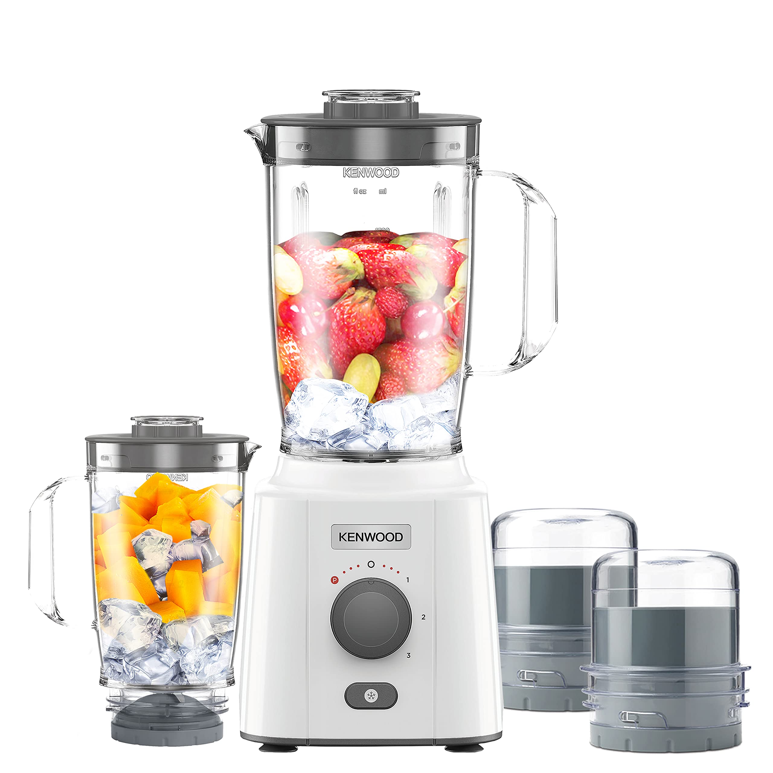 Kenwood Blender 650W Smoothie Blender 1.5L With Extra Blender Jar, Grinder Mill, Grater Mill, Ice Crush Function Blp41.H0Wh White خلاط عصائر بقدرة 650 واط من كينوود بليند اكس-فريش بسعة 1.5 لتر مع مرطبان اضافي ومطحنة ومبشرة ووظيفة سحق الثلج، ابيض Kenwood Blender 650W Smoothie Blender 1.5L With Extra Blender Jar, Grinder Mill, Grater Mill, Ice Crush Function Blp41.H0Wh White خلاط عصائر بقدرة 650 واط من كينوود بليند اكس-فريش بسعة 1.5 لتر مع مرطبان اضافي ومطحنة ومبشرة ووظيفة سحق الثلج، ابيض